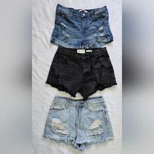 Distressed Denim Shorts Bundle Black and Blue